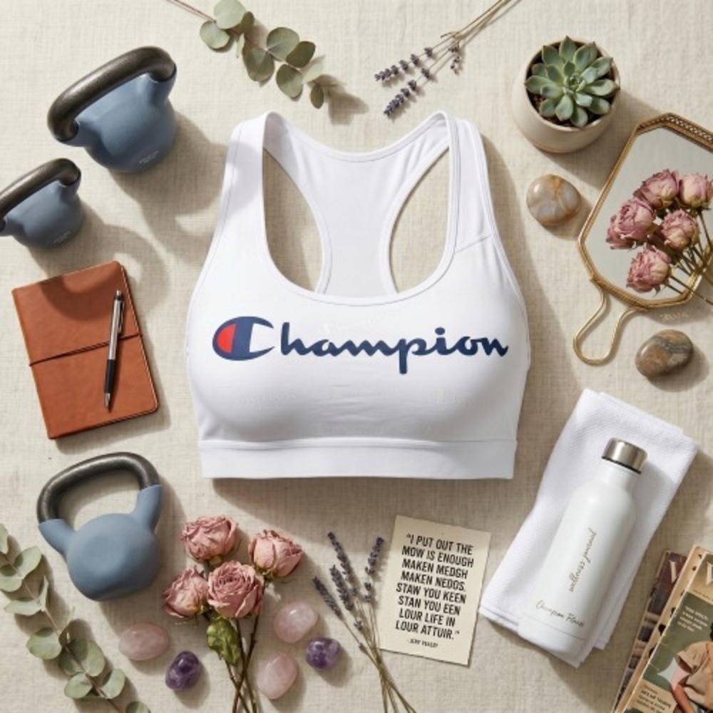 Champion Plus Size Absolute Sports Bra 1X White Racerback Performance